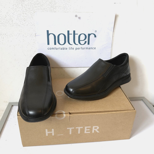 Hotter xavier black leather - black,